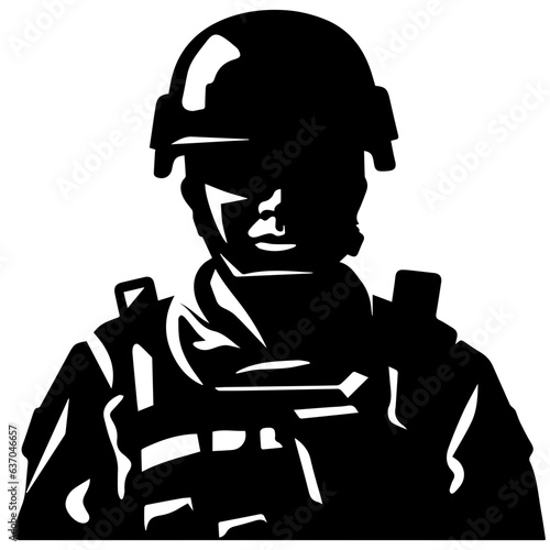 A troop of soldier silhouette vector, a simply designed military man in black and white
