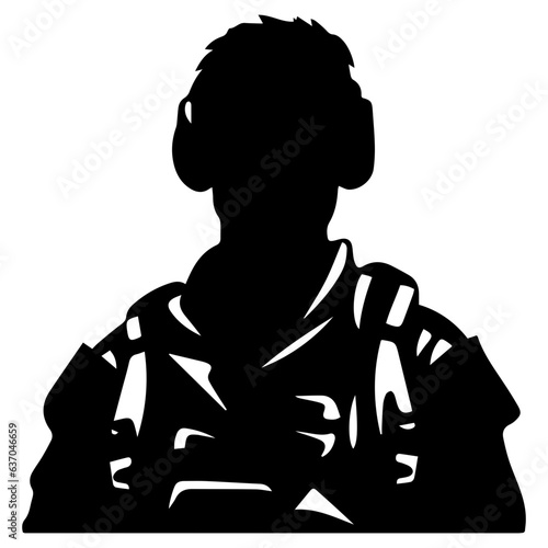 A troop of soldier silhouette vector, a simply designed military man in black and white
