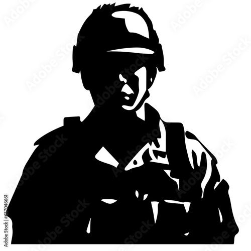 A troop of soldier silhouette vector, a simply designed military man in black and white