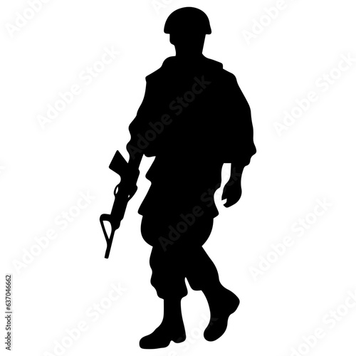 A troop of soldier silhouette vector, a simply designed military man in black and white