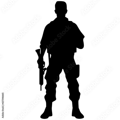 A troop of soldier silhouette vector, a simply designed military man in black and white
