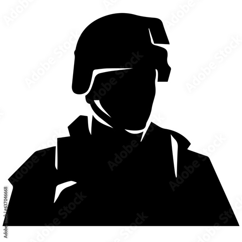 A troop of soldier silhouette vector, a simply designed military man in black and white