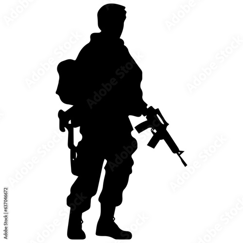 A troop of soldier silhouette vector, a simply designed military man in black and white