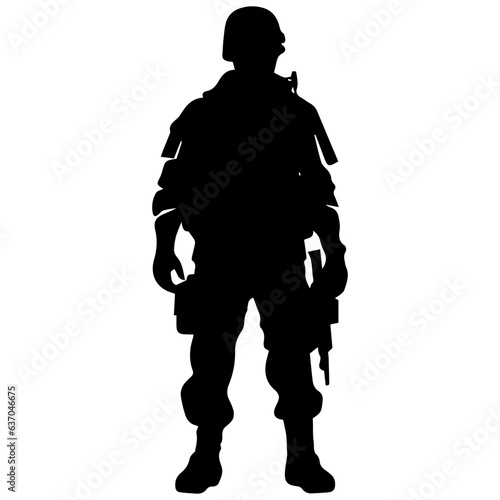 A troop of soldier silhouette vector, a simply designed military man in black and white