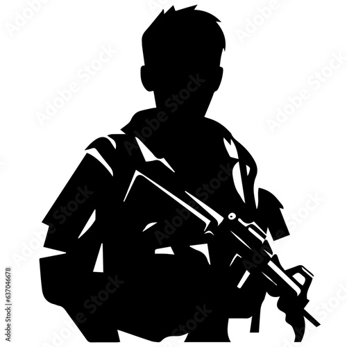 A troop of soldier silhouette vector, a simply designed military man in black and white