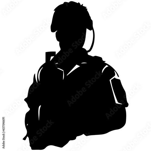 A troop of soldier silhouette vector, a simply designed military man in black and white