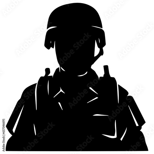 A troop of soldier silhouette vector, a simply designed military man in black and white