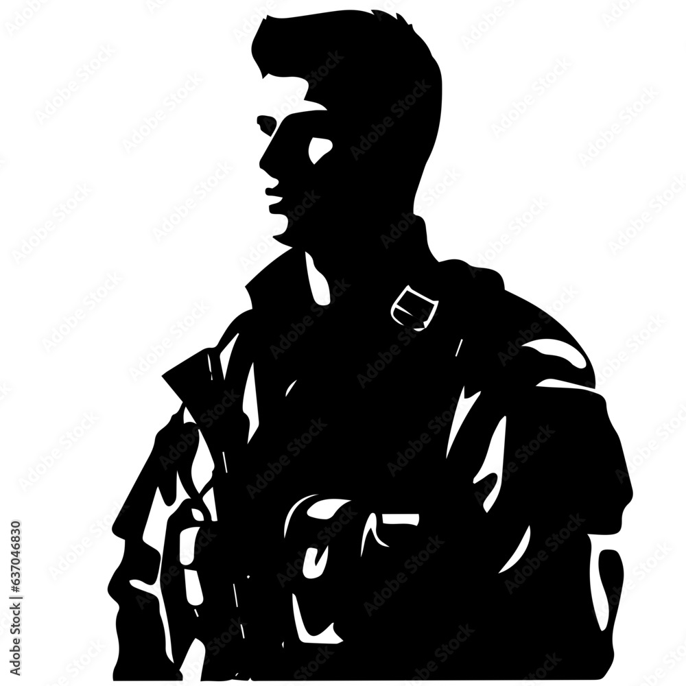 A troop of soldier silhouette vector, a simply designed military man in black and white A troop of soldier silhouette vector, a simply designed military man in black and white