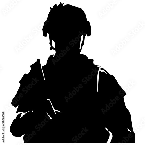 A troop of soldier silhouette vector, a simply designed military man in black and white