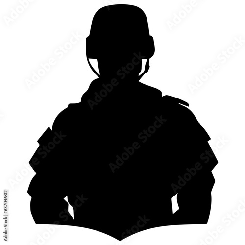 A troop of soldier silhouette vector, a simply designed military man in black and white