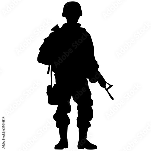 A troop of soldier silhouette vector, a simply designed military man in black and white
