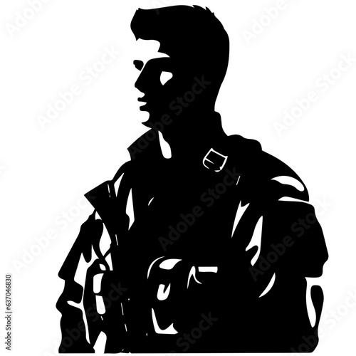 A troop of soldier silhouette vector, a simply designed military man in black and white
