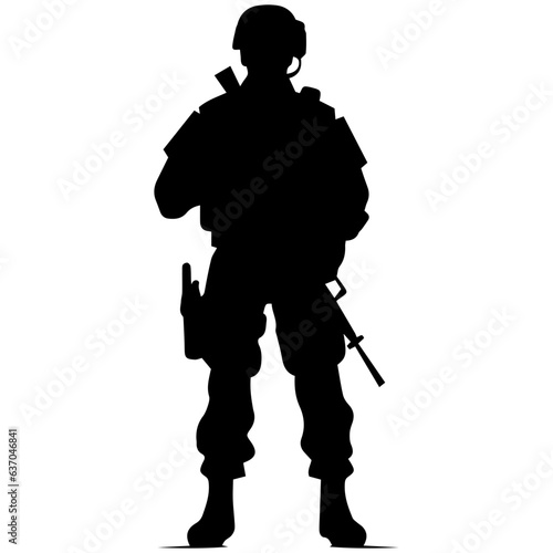 A troop of soldier silhouette vector, a simply designed military man in black and white