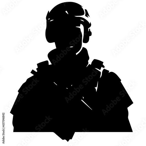 A troop of soldier silhouette vector, a simply designed military man in black and white
