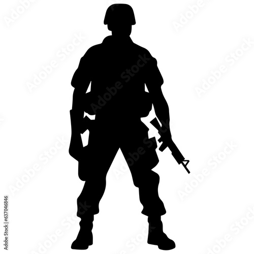 A troop of soldier silhouette vector, a simply designed military man in black and white