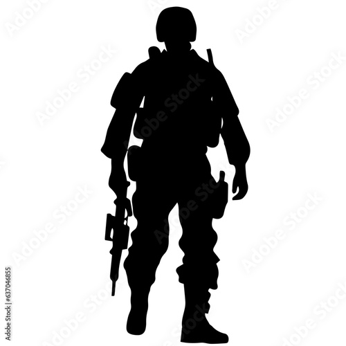 A troop of soldier silhouette vector, a simply designed military man in black and white