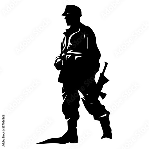 A troop of soldier silhouette vector, a simply designed military man in black and white