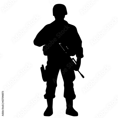 A troop of soldier silhouette vector, a simply designed military man in black and white