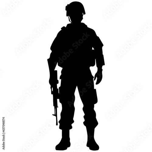 A troop of soldier silhouette vector, a simply designed military man in black and white