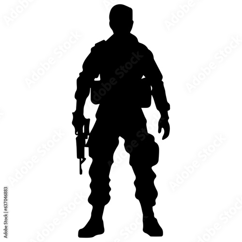 A troop of soldier silhouette vector, a simply designed military man in black and white