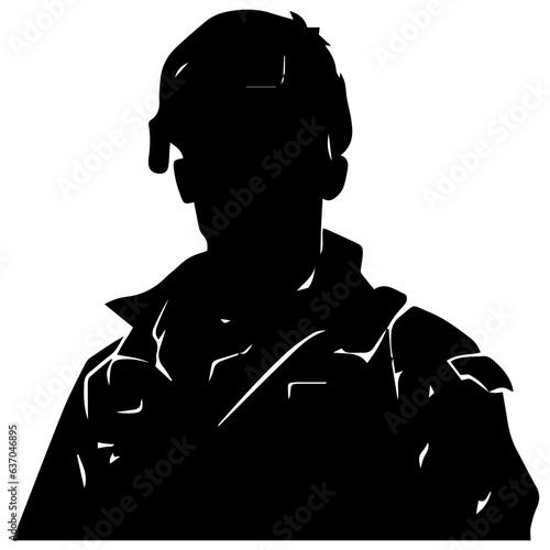 A troop of soldier silhouette vector, a simply designed military man in black and white