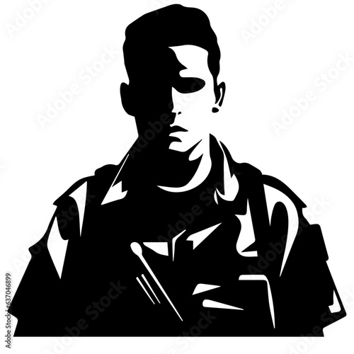 A troop of soldier silhouette vector, a simply designed military man in black and white