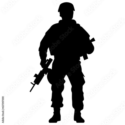 A troop of soldier silhouette vector, a simply designed military man in black and white