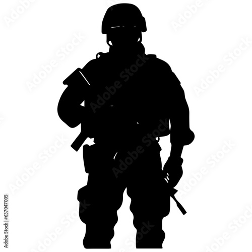 A troop of soldier silhouette vector, a simply designed military man in black and white