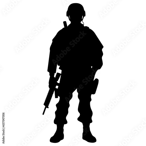 A troop of soldier silhouette vector, a simply designed military man in black and white
