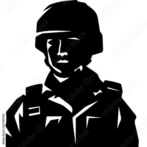 A troop of soldier silhouette vector, a simply designed military man in black and white