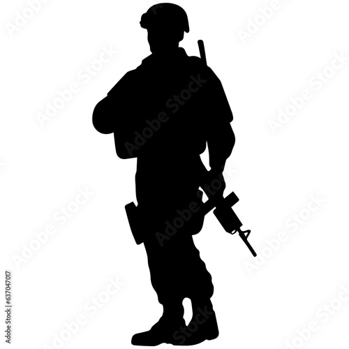 A troop of soldier silhouette vector, a simply designed military man in black and white