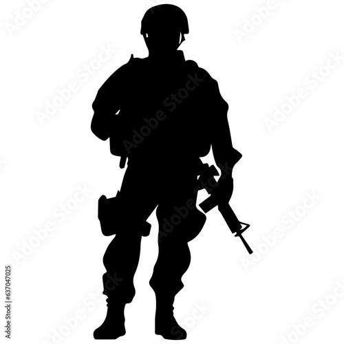 A troop of soldier silhouette vector, a simply designed military man in black and white