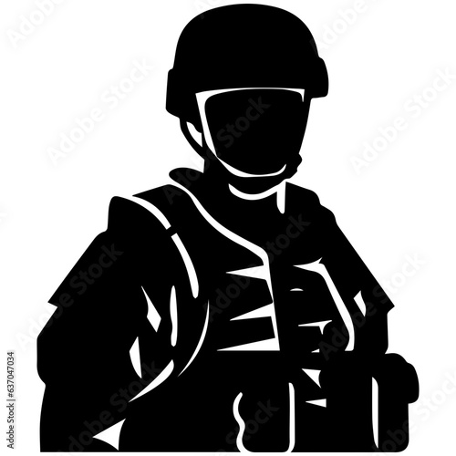 A troop of soldier silhouette vector, a simply designed military man in black and white
