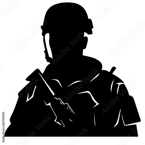 A troop of soldier silhouette vector, a simply designed military man in black and white