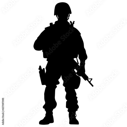 A troop of soldier silhouette vector, a simply designed military man in black and white