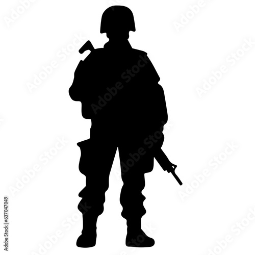 A troop of soldier silhouette vector, a simply designed military man in black and white