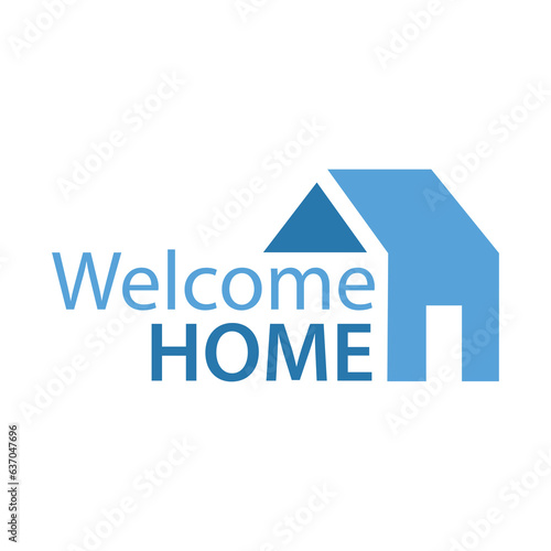 welcome home logo design template. welcome home with house icon, flat design