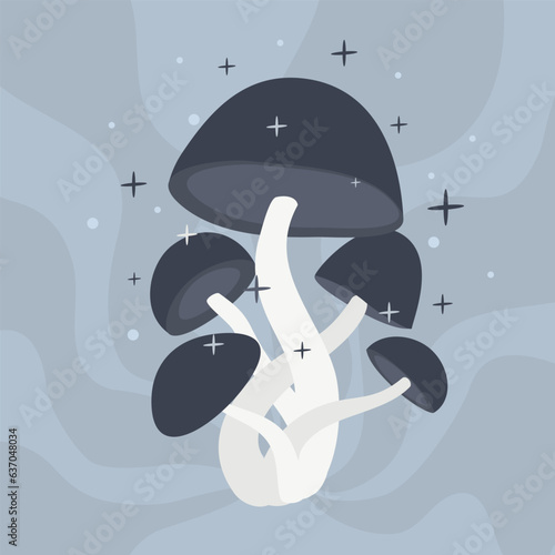 Amanitas are a large poisonous mushrooms. Psilocybin hallucinogenic mushrooms. Vector illustration of poisonous mushrooms.