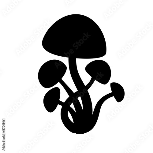 Mushroom silhouette. Psilocybin hallucinogenic mushrooms vector illustration isolated on white background.