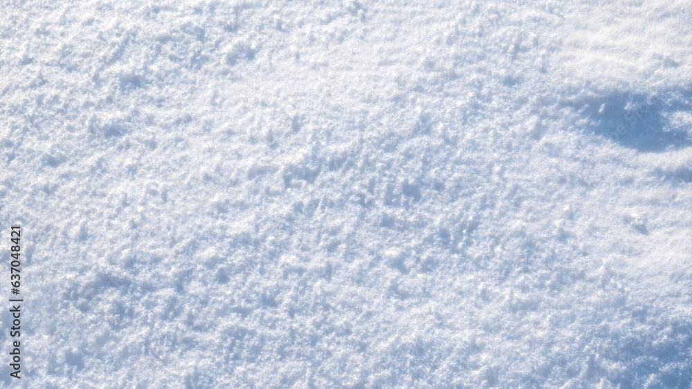 Fresh white snow texture top view. Perfection shining pure snowy background.