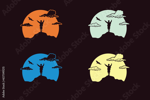 Mountain climber vector logo design