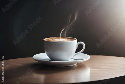 cup of coffee with smoke on black background 