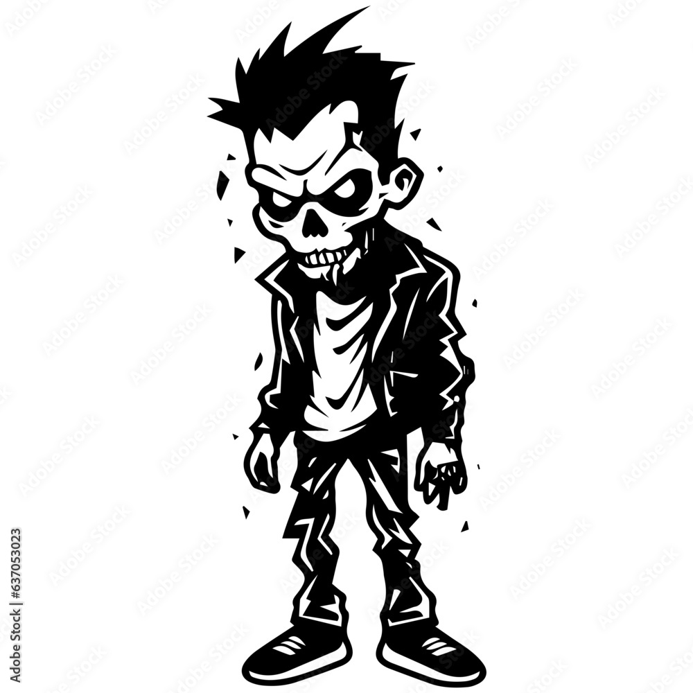 Zombie black silhouette isolated on white Zombie black silhouette isolated on white