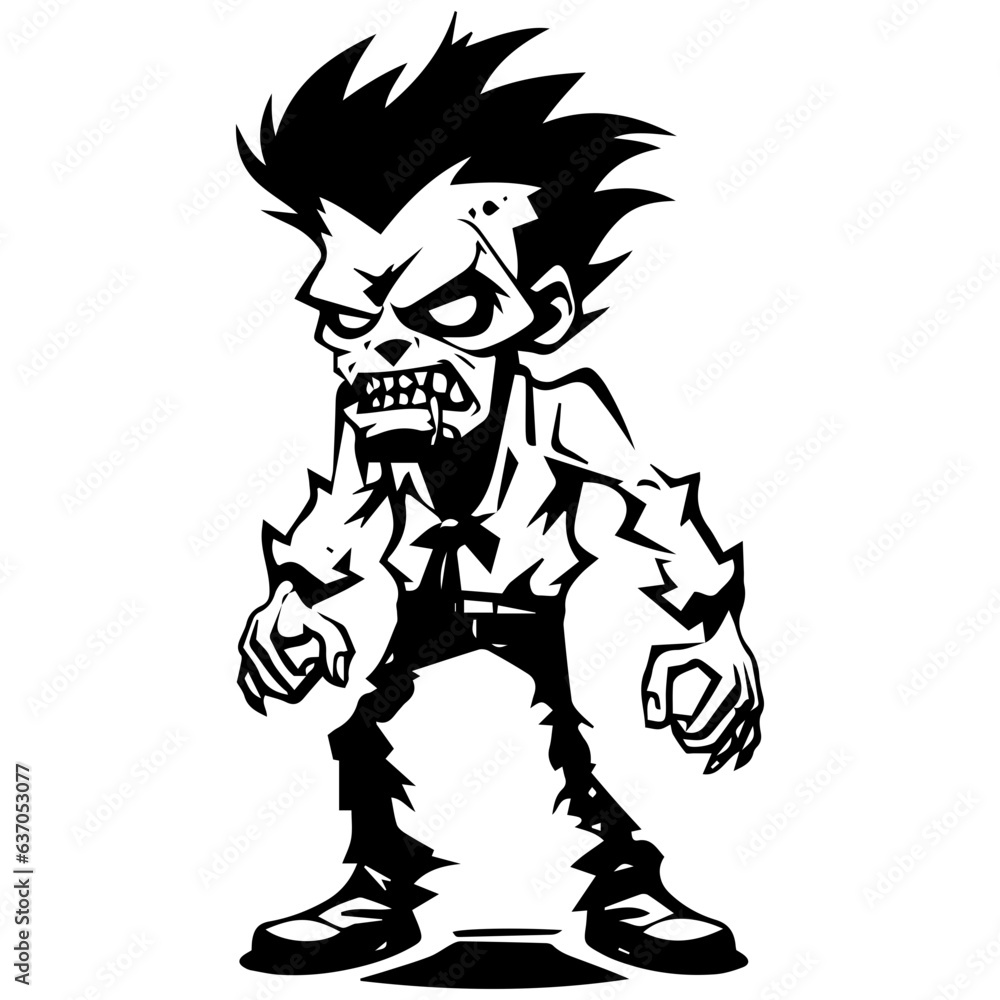 Zombie black silhouette isolated on white Zombie black silhouette isolated on white