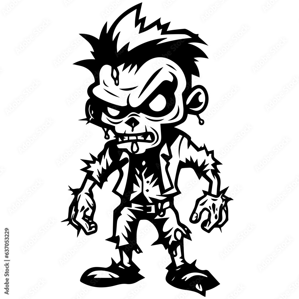 Zombie black silhouette isolated on white Zombie black silhouette isolated on white