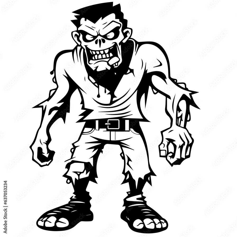 Zombie black silhouette isolated on white Zombie black silhouette isolated on white