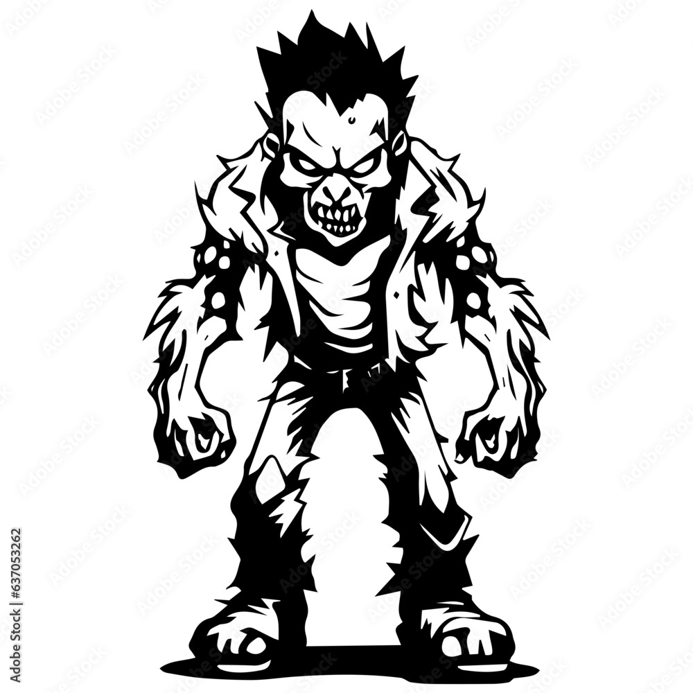 Zombie black silhouette isolated on white Zombie black silhouette isolated on white