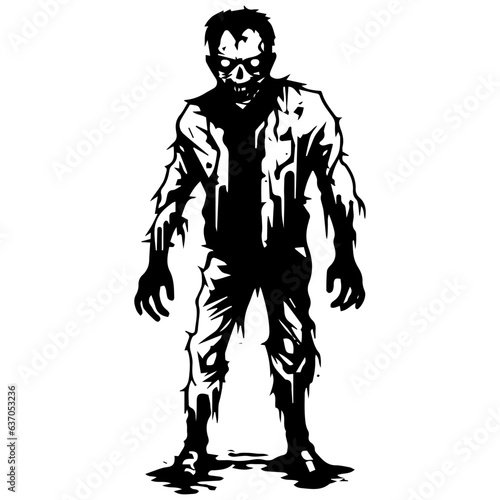 Zombie black silhouette isolated on white © DLC Studio