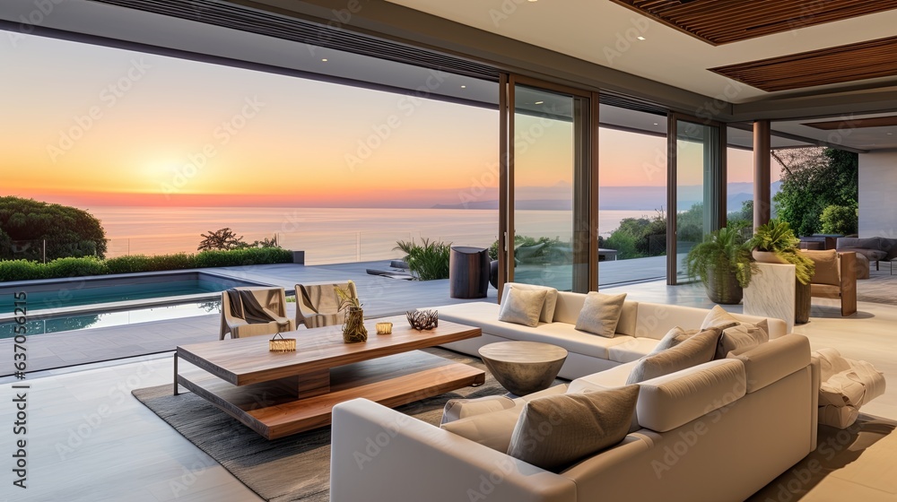 beautiful pool villa penthouse home apartment with sunning ocean open view beautiful home interior design creative ideas concept,ai generate beautiful pool villa penthouse home apartment with sunning ocean open view beautiful home interior design creative ideas concept,ai generate