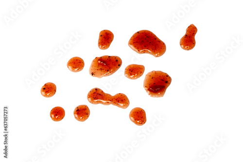 Red jam splashes isolated on a white background.